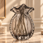 Smoky Glass Vase on Marble Tabletop
