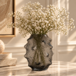 Smoky Glass Vase with Baby’s Breath (1)