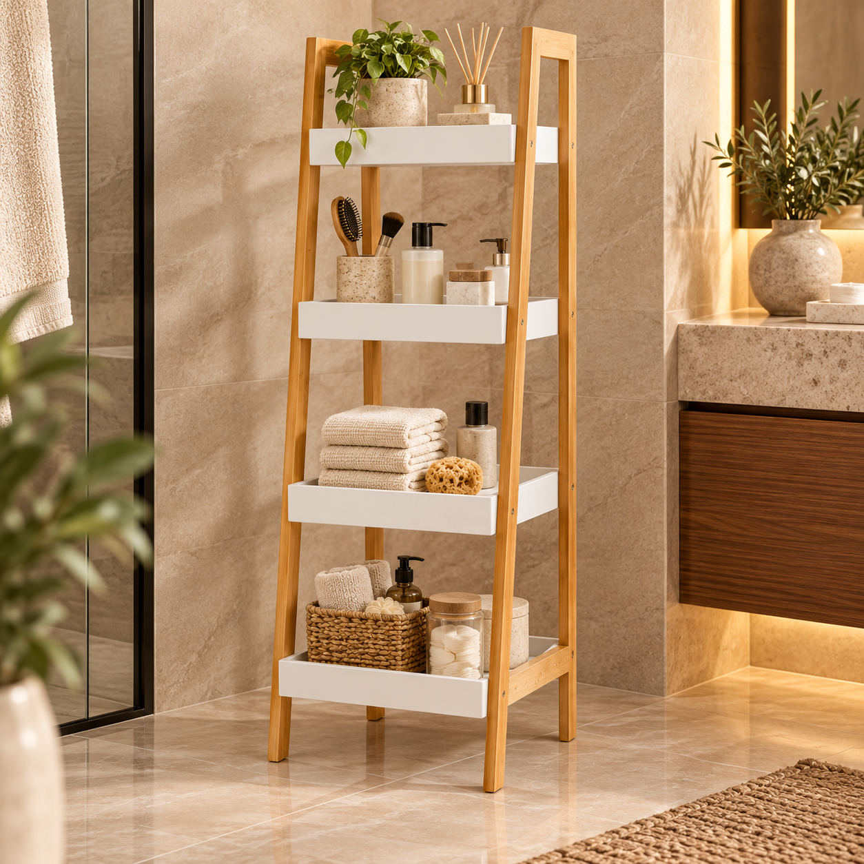 Spa Style Bamboo Bathroom Shelf Spa Style Bamboo Bathroom Shelf