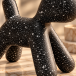 Speckled Black Terrazzo Dog Sculpture