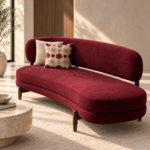 Sunlit Burgundy Curved Chaise Lounge