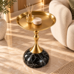 Sunlit Gold and Marble Accent Table
