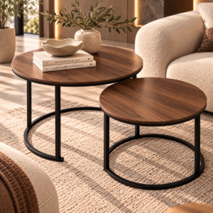 Sunlit Walnut Nesting Tables