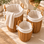 Sunlit Wicker Baskets and Linens