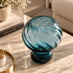 Swirled Teal Glass on Marble
