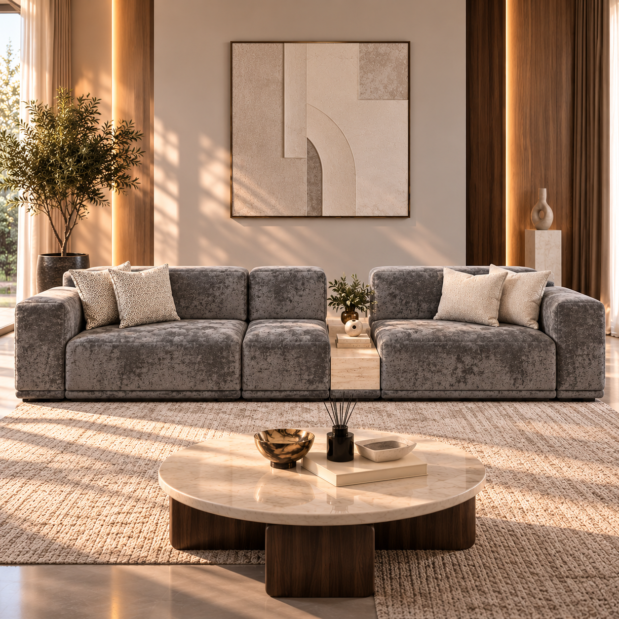 Symmetrical Gray Sofa Living Room Symmetrical Gray Sofa Living Room