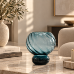 Teal Glass Bowl on a Marble Table