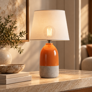 Terracotta Lamp and Olive Branch Vignette