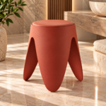 Terracotta Sculptural Stool in a Spa Bathroom
