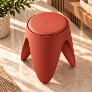Terracotta Sculptural Stool in a Sunlit Interior