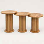 Three Ribbed Oak Nesting Tables