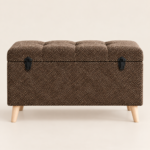 Tufted Brown Storage Ottoman with Latches