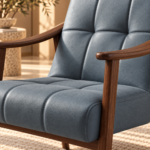 Walnut Framed Blue Leather Armchair