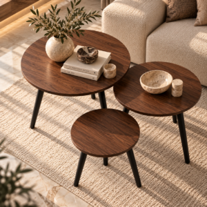 Walnut Tables in a Sunlit Living Room (1)