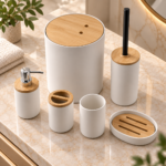 Warm Bamboo Bathroom Countertop Set