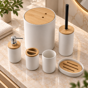 Warm Bamboo Bathroom Countertop Set