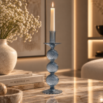Warm Candlelit Glass and Marble Vignette