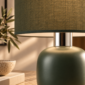 Warm Green Table Lamp Still Life