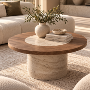 Warm Minimalist Coffee Table Retreat