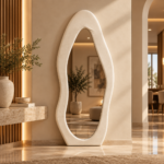 Warm Minimalist Organic Mirror Foyer