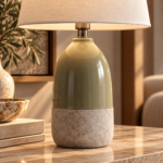Warm Olive Ceramic Table Lamp