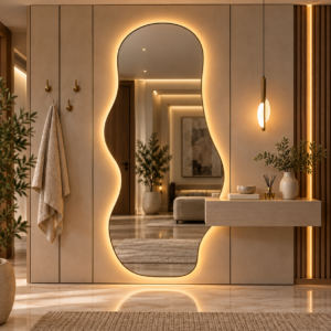Warm Organic Mirror Entryway
