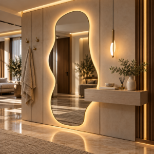 Warm Organic Mirror Foyer