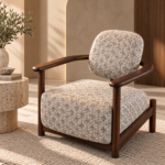 Warm Walnut Armchair in Minimalist Interior