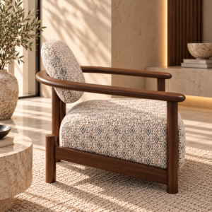 Warm Walnut Armchair in Sunlit Interior