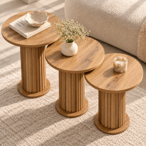 Warm Wooden Tablescape with Neutral Decor