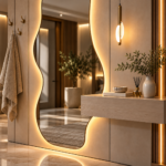 Warmly Lit Organic Mirror Entryway