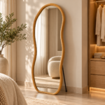 Wavy Wood Mirror in a Sunlit Nook