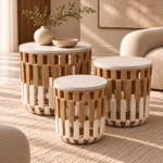 Woven Tables in a Serene Neutral Interior